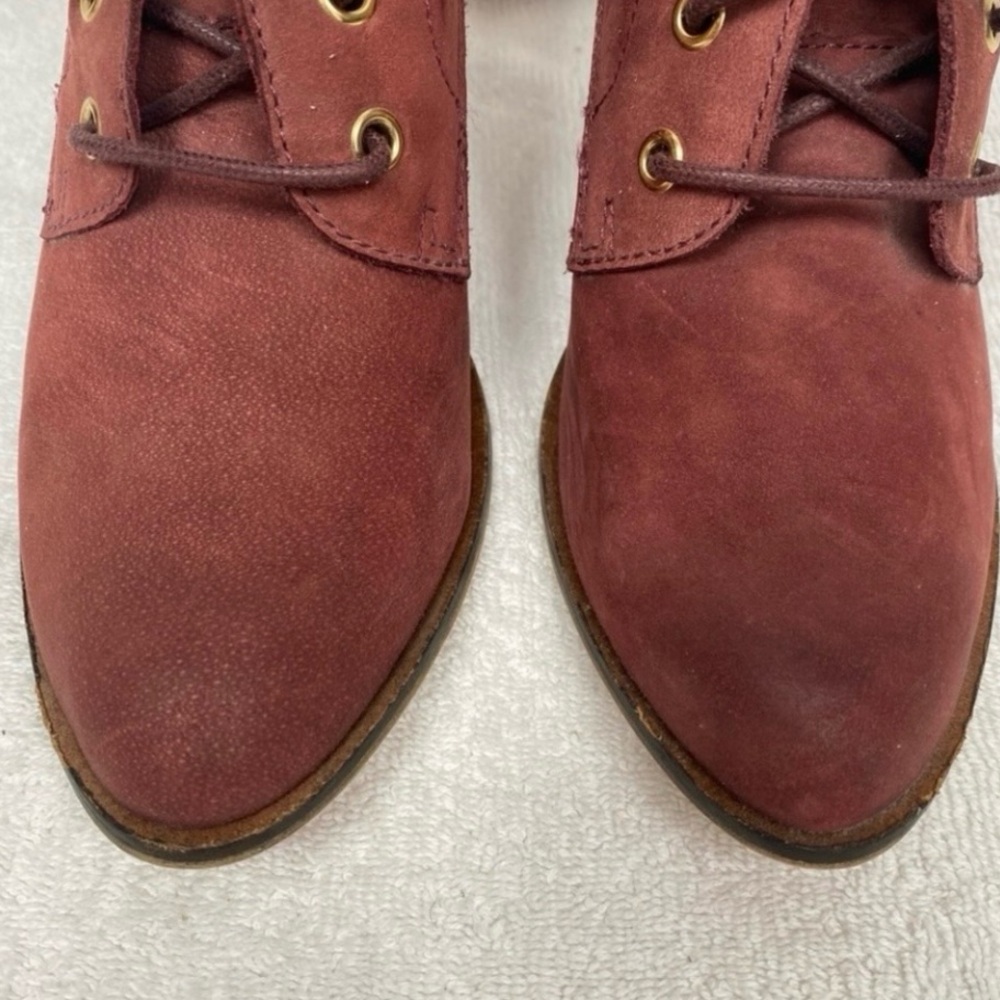 Steve Madden Women's Pennylane Wine Suede Leather Lace Up Heeled Bootie Size 8 - Picture 6 of 15